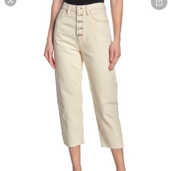 We The Free Denim - Free People We The Free Barrel Curvy Distressed Off White Jeans (25)